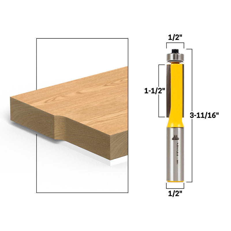 1 1/2" Height X 1/2" Diameter Flush Trim 1/2" Shank Router Bit
