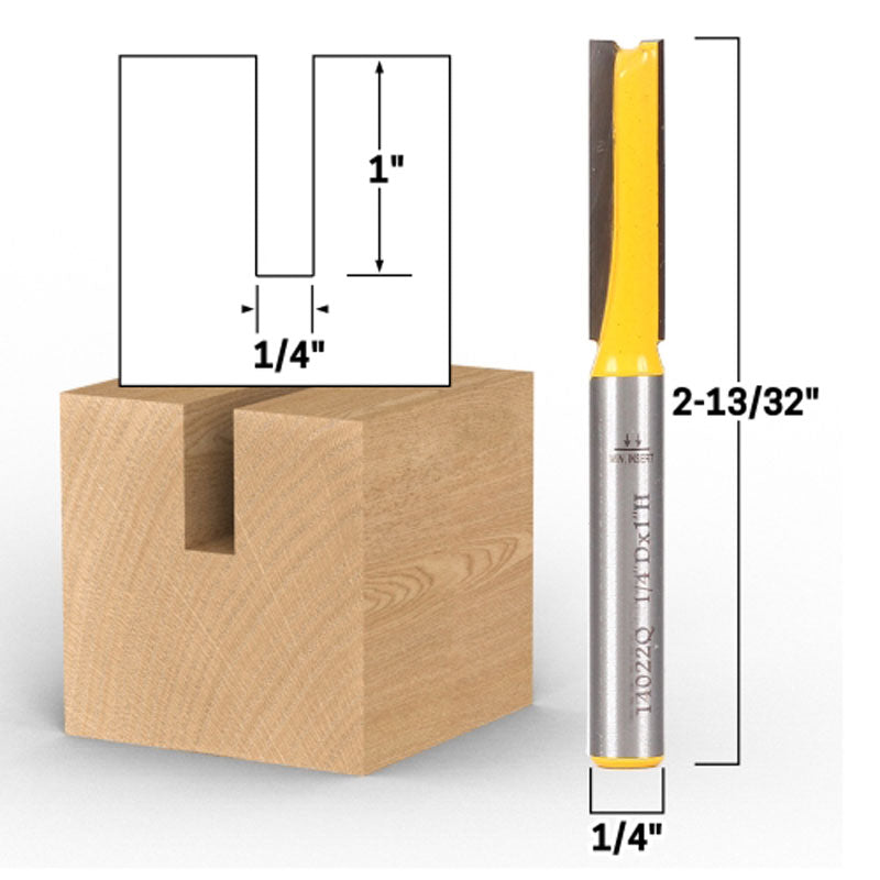 1/4" Diameter X 1" Height Straight 1/4" Shank Router Bit