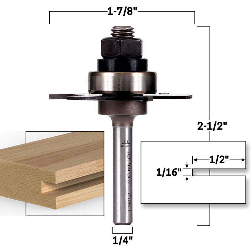 1/16" Slotting Cutter 1/2" Cut Depth 1/4" Shank Router Bit