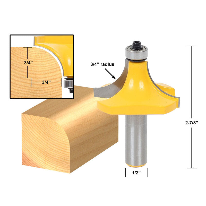 Round Over Edging 3/4" Radius 1/2" Shank Router Bit