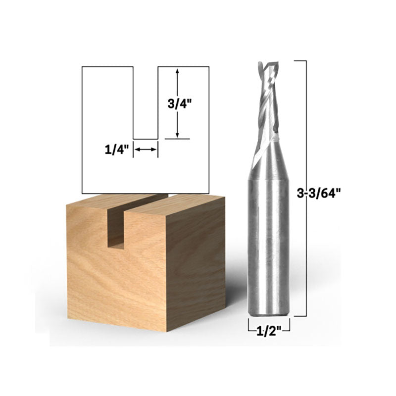 1/4" Dia. 2 Flute Upcut Spiral End Mill 1/2" Shank CNC Router Bit
