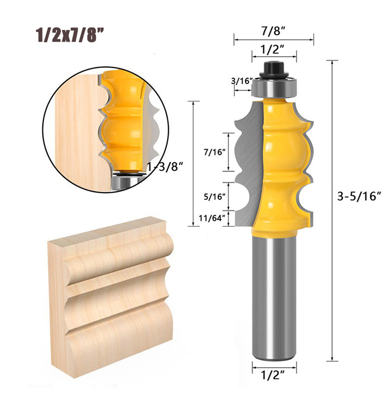 Tongue and Groove Router Bit with Ball Bearing, Architectural Molding Woodworking Cutter