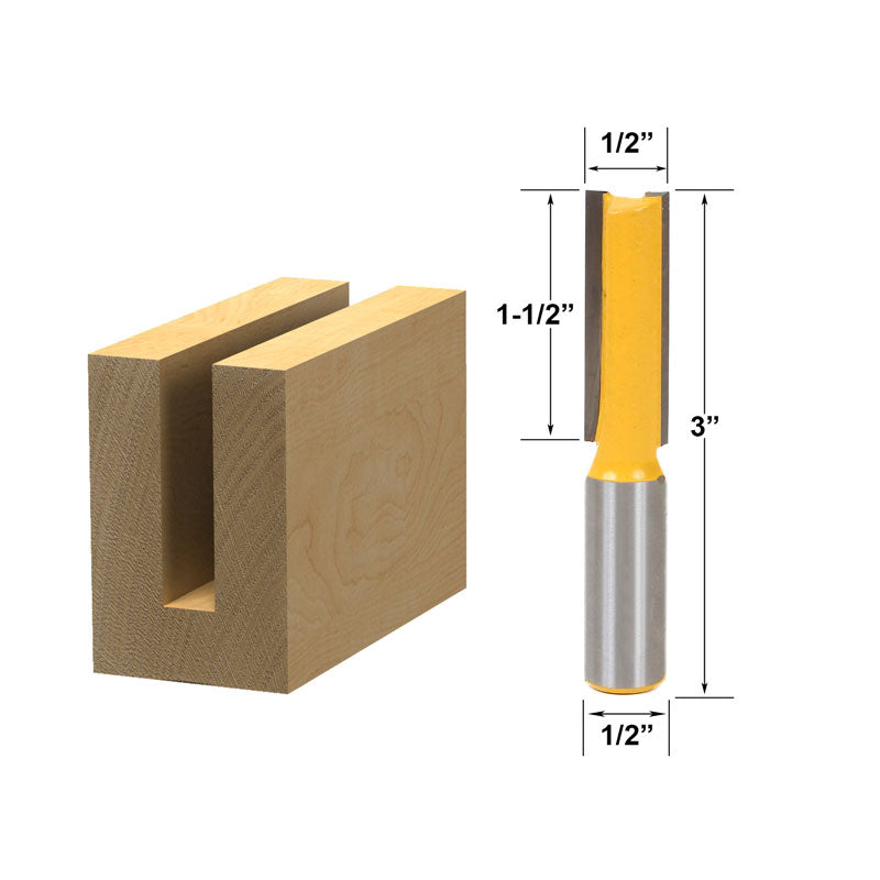 1/2" Diameter X 1 1/2" Height Straight 1/2" Shank Router Bit