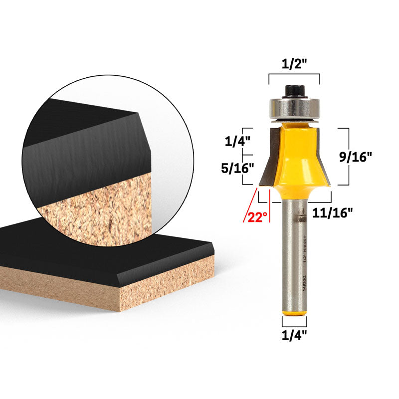 2° Combination Bevel Trim 1/4" Shank Router Bit