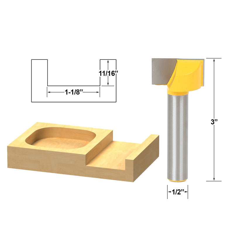 Bottom Cleaning Dado 1 1/8" W X 5/8" H 1/2" Shank Router Bit