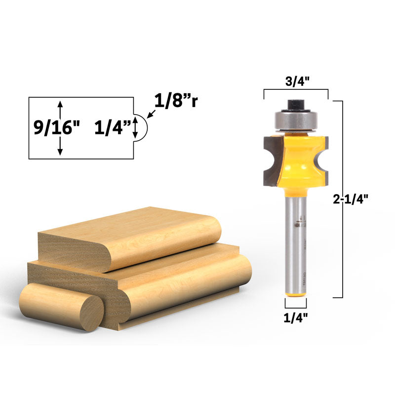 Bullnose 1/8"r 1/4" bead 1/4" Shank Router Bit