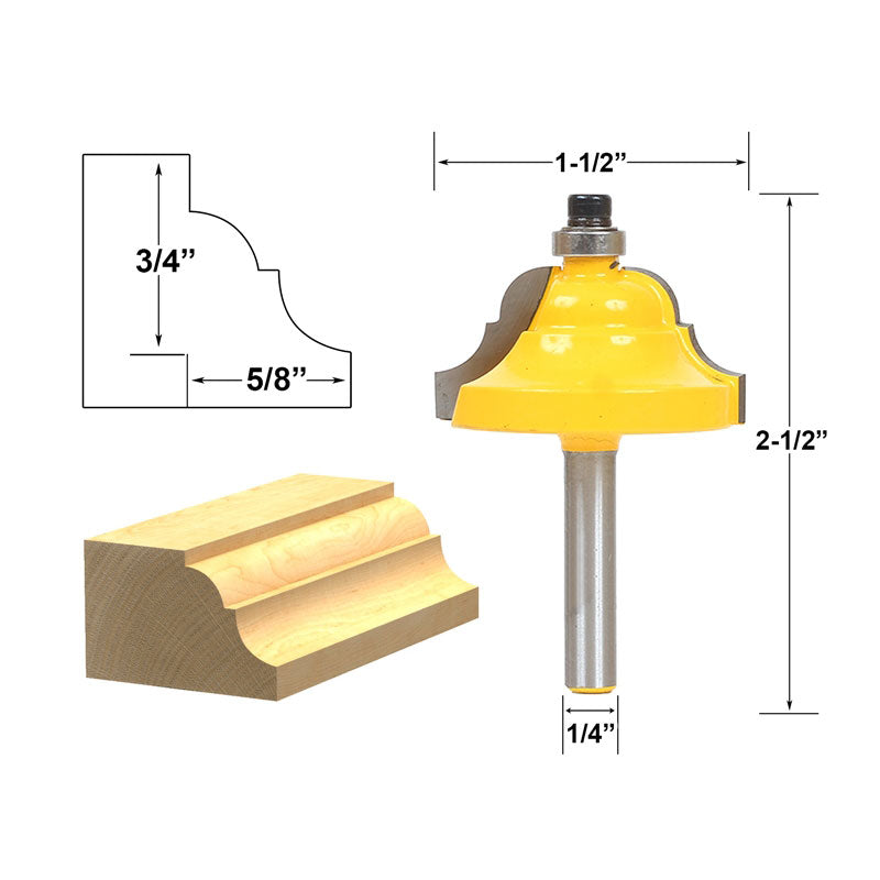 Double Roman Ogee Edging 1/4" Shank Router Bit Large