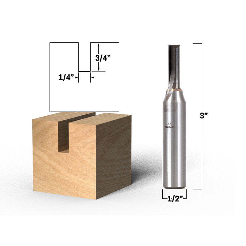 1/4" Solid Carbide Insert Straight 1/2" Shank Router Bit