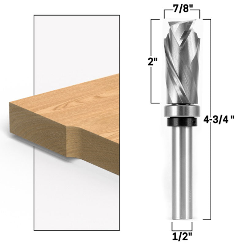 Top Bearing Ultra Performance Compression Flush Trim 2" Cutting Length X 7/8" Cutting Diameter 1/2" Shank Router Bit