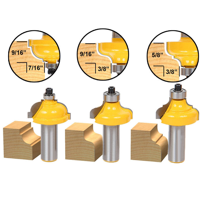 3 Bit Edge Molding Medium Cove & Ogee Router Bit Set