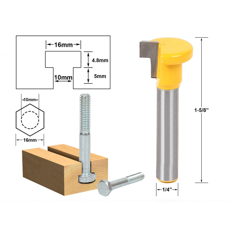 16mm T Slot 1/4" Shank Router Bit