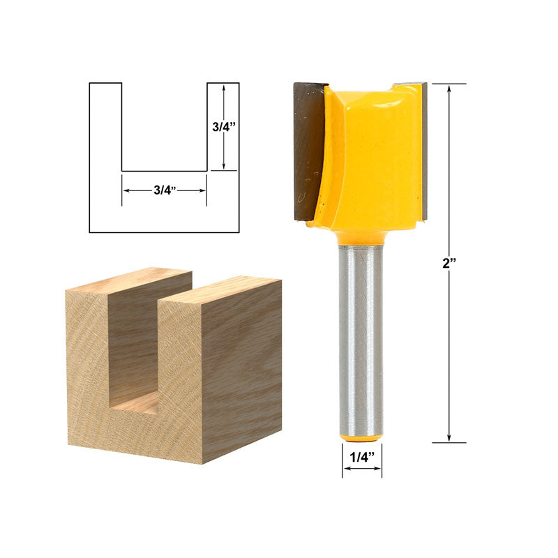 3/4" Diameter X 3/4" Height Straight 1/4" Shank Router Bit