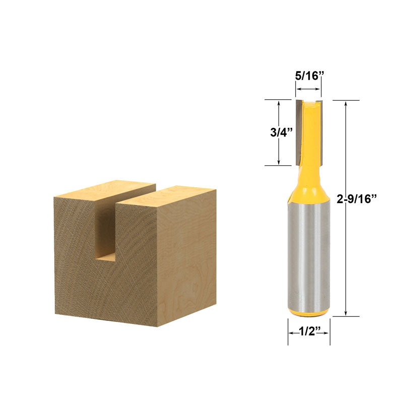 Straight/Dado 5/16"W x 3/4"H 1/2" Shank Router Bit