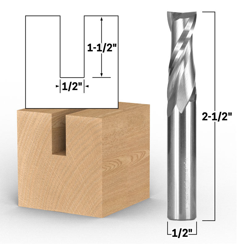 1/2" Dia. 2 Flute Upcut Spiral End Mill 1/2" Shank CNC Router Bit