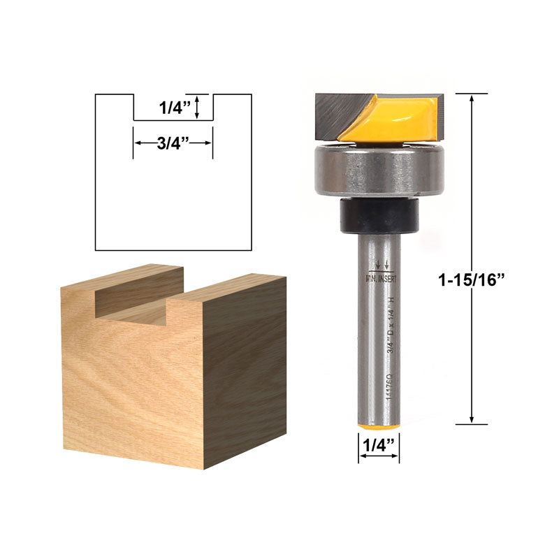 Template Trim Hinge Mortising 3/4"W X 1/4"H Router Bit