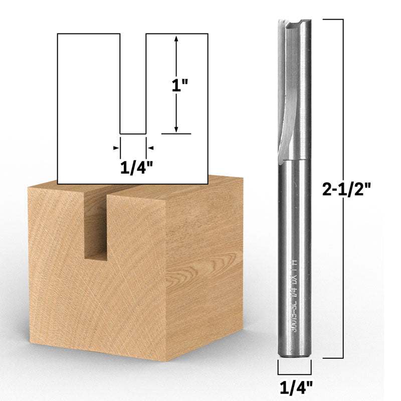 1/4" Diameter Straight 1/4" Shank Router Bit