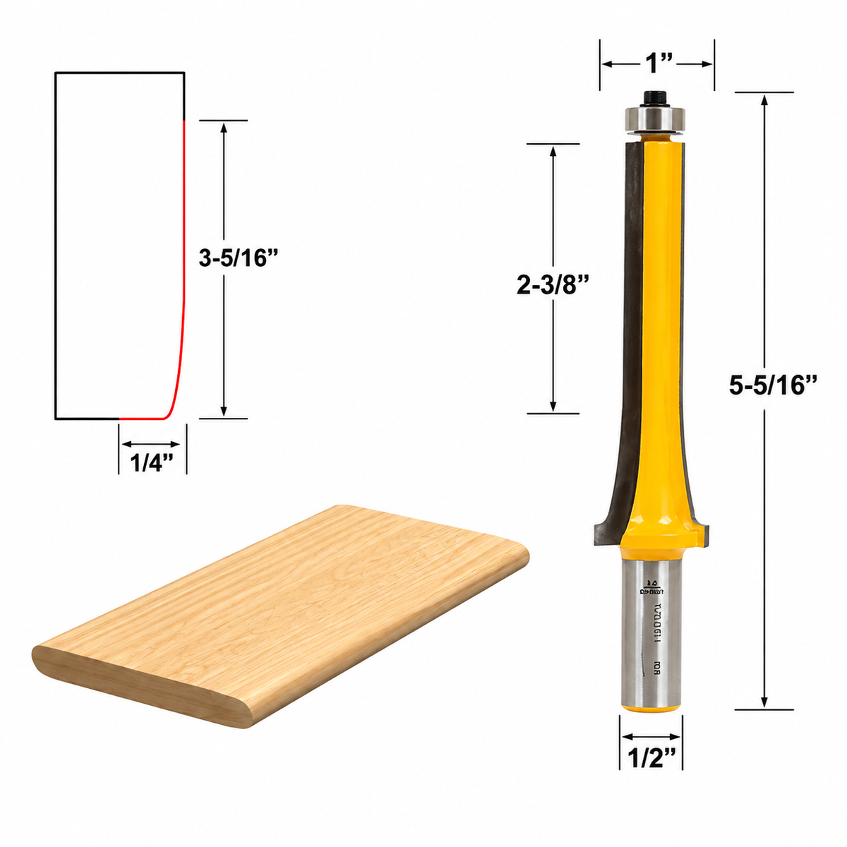 Louver Slat Large 1/2" Shank Router Bit