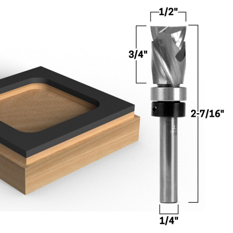 Top Bearing Ultra Performance Compression Flush Trim 1/4" Shank Router Bit