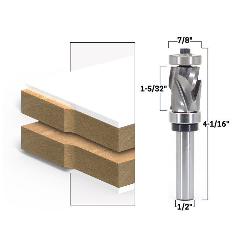 Top & Bottom Bearing Ultra Perfomance Compression Flush Trim 1/2" Shank Router Bit