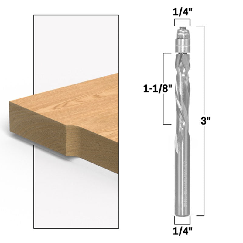 1/4" Compression Flush Trim Solid Carbide Spiral 1/4" Shank Router Bit
