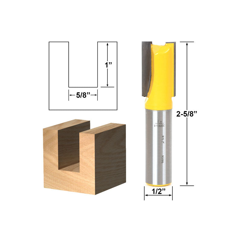 Straight/Dado 5/8"W x 1"H 1/2" Shank Router Bit