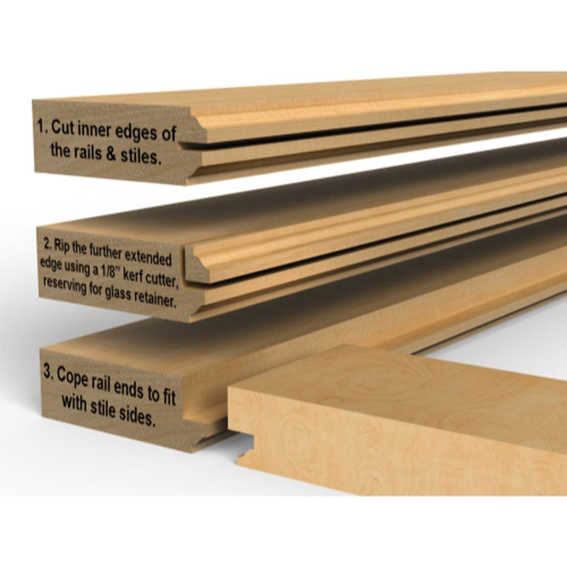 Ogee 2 Bit Glass Door Rail and Stile 1/2" Shank Router Bit Set