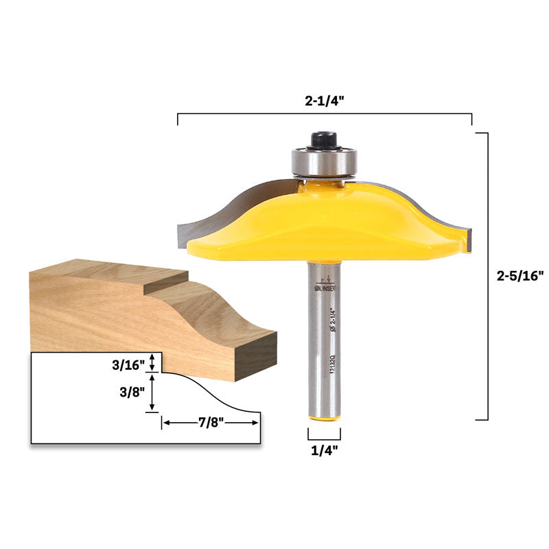 Small Door Panel & Baseboard Ogee Molding 1/4" Shank Router Bit
