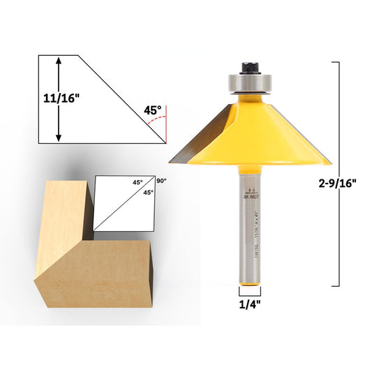 45° Chamfer & Bevel Edging 1/4" Shank Router Bit
