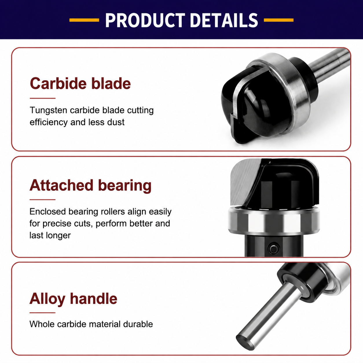 1 Piece Bowl & Tray Template Router Bit, 1/4" Shank – Carbide Tipped Cove Juice Groove Bits for Wood Bowls, Trays, Boxes, and Troughs
