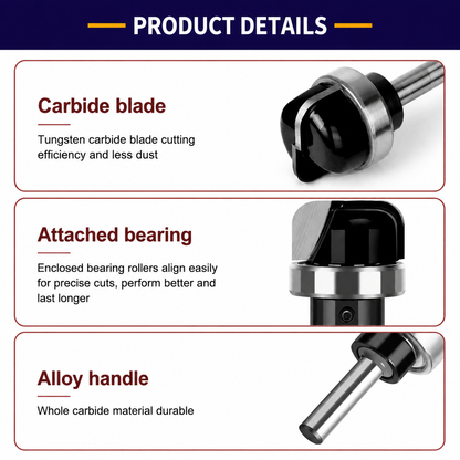 1 Piece Bowl & Tray Template Router Bit, 1/4" Shank – Carbide Tipped Cove Juice Groove Bits for Wood Bowls, Trays, Boxes, and Troughs
