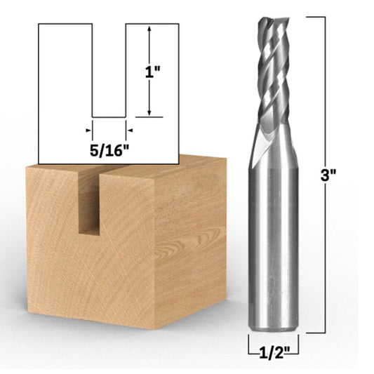 5/16" Dia. 3 Flute Upcut Spiral End Mill 1/2" Shank CNC Router Bit