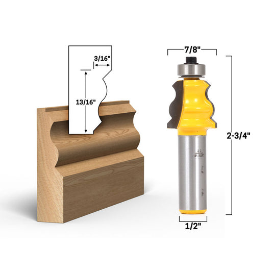 Small Standard Crown Cap Molding 1/2" Shank Router Bit