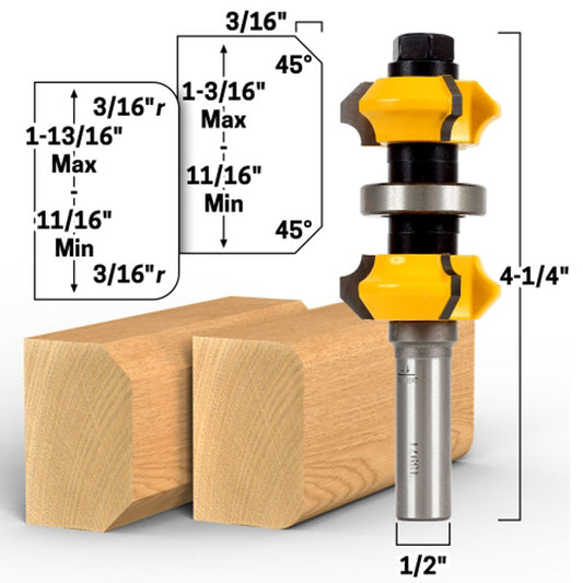 Dual Surface Adjustable Edge Forming 1/2" Shank Router Bit