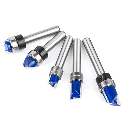 4PCS Flush Trim Router Bit Set 1/4" Shank, Bottom Bearing Carbide Pattern Straight Bits for Wood Trimming & Slot Cutting