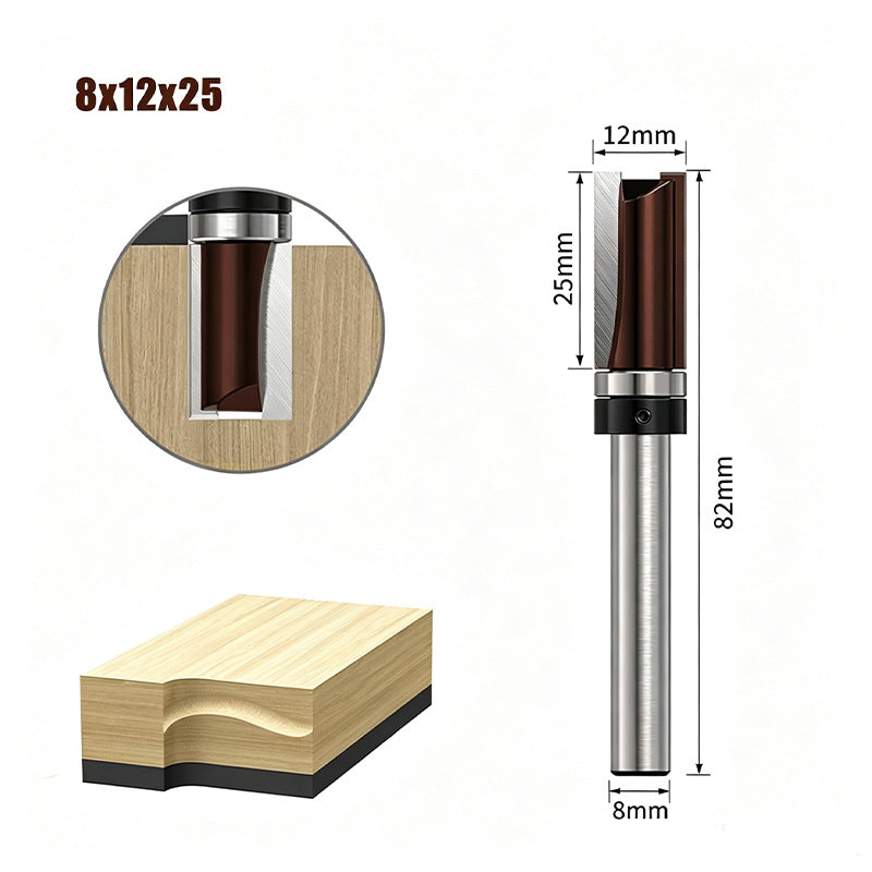 1PCS Flush Trim Router Bit Set 8 mm Shank, Top Bearing Copy Cutter with Starting Ring for Woodworking