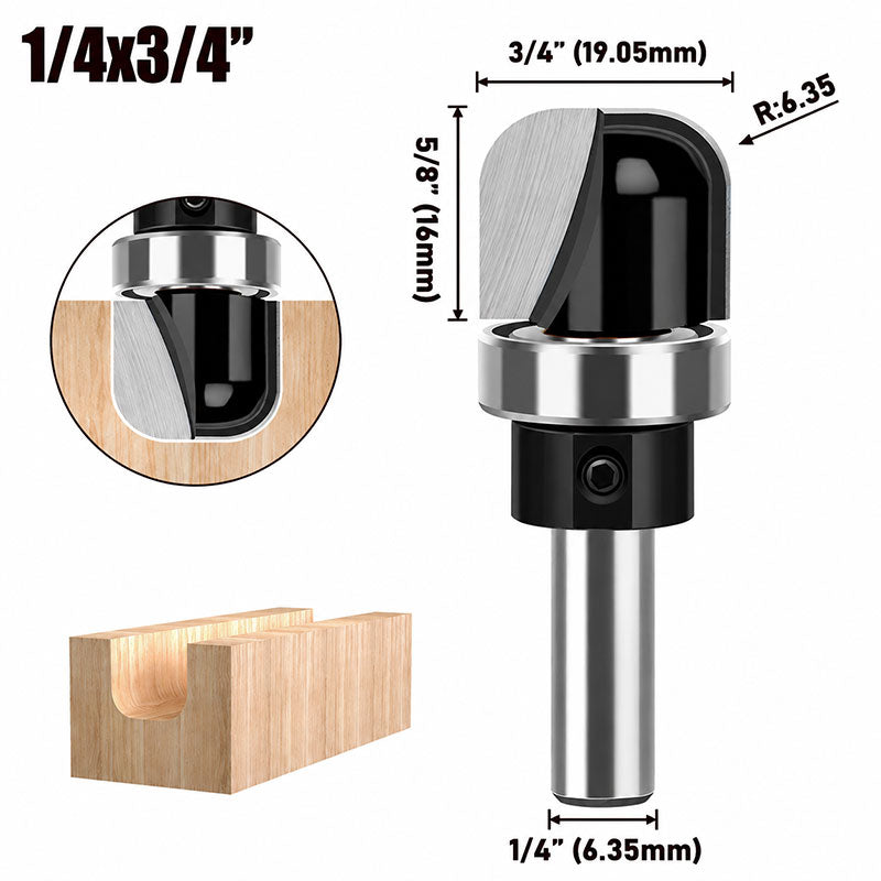 1 Piece Bowl & Tray Template Router Bit, 1/4" Shank – Carbide Tipped Cove Juice Groove Bits for Wood Bowls, Trays, Boxes, and Troughs