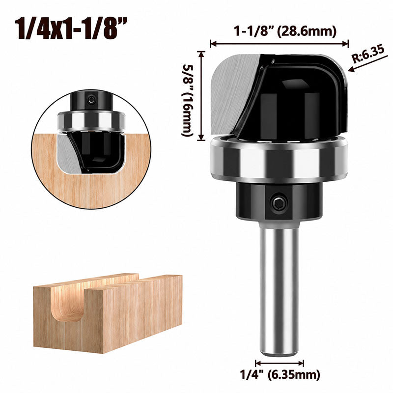1 Piece Bowl & Tray Template Router Bit, 1/4" Shank – Carbide Tipped Cove Juice Groove Bits for Wood Bowls, Trays, Boxes, and Troughs