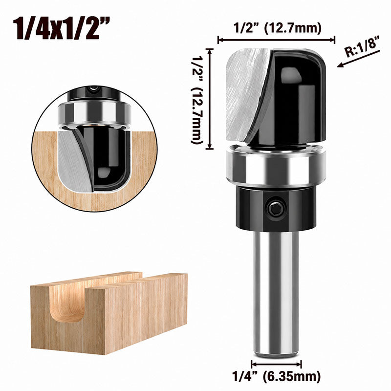 1 Piece Bowl & Tray Template Router Bit, 1/4" Shank – Carbide Tipped Cove Juice Groove Bits for Wood Bowls, Trays, Boxes, and Troughs