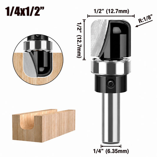 1 Piece Bowl & Tray Template Router Bit, 1/4" Shank – Carbide Tipped Cove Juice Groove Bits for Wood Bowls, Trays, Boxes, and Troughs
