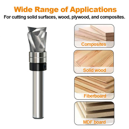 8mm Spiral Flush Trim Router Bit Up & Down Compression Cutter Spiral Grooved Bottom Double Ball Bearing Precise Cuts