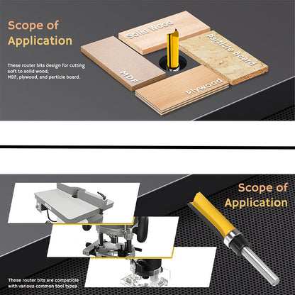 8PCS 8mm Shank Router Bit Set – Flush Trim & Straight Bits with Double Bearings for Woodworking, Edging & Trimming
