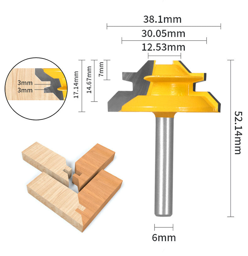 1PC or 3PCS 6mm Shank 45° Lock Miter Router Bit Tungsten Carbide Woodworking Milling Cutter