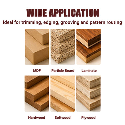 Double Flute Straight Milling Cutter Flush Trim Router Bit with Top Bearing Woodworking Template Grooving Trimming Routing Tool