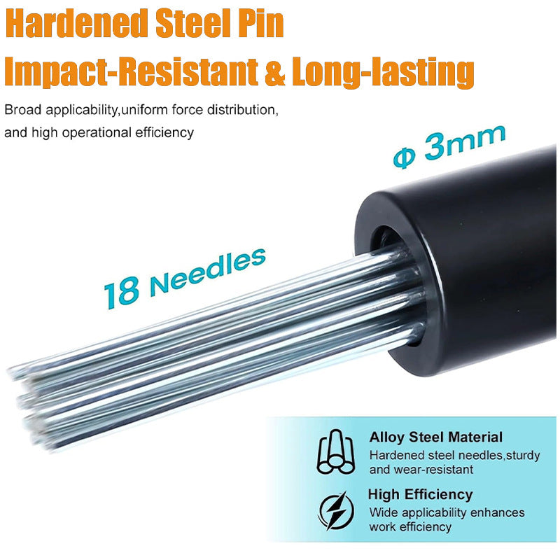 Air Needle Scaler Attachment with 18 Hardened Steel Needles, Anti-Slip SDS Shank Adapter for Air Hammer, Rust, Weld, Paint & Concrete