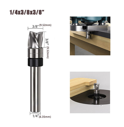 3 Flute Downcut Flush Trim Router Bit with Top Bearing, Carbide Spiral Pattern Template Bit for Woodworking