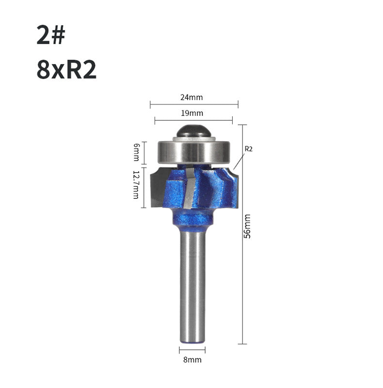 8mm Shank 4 Flute Woodworking Router Bit Set R1 R2 R3 Corner and Edge Milling Cutter