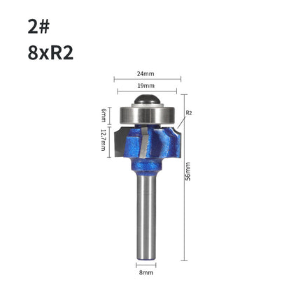 8mm Shank 4 Flute Woodworking Router Bit Set R1 R2 R3 Corner and Edge Milling Cutter