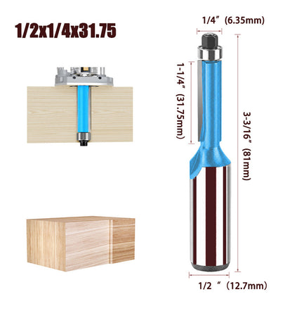 Double Flute Straight Milling Cutter Flush Trim Router Bit with Top Bearing Woodworking Template Grooving Trimming Routing Tool