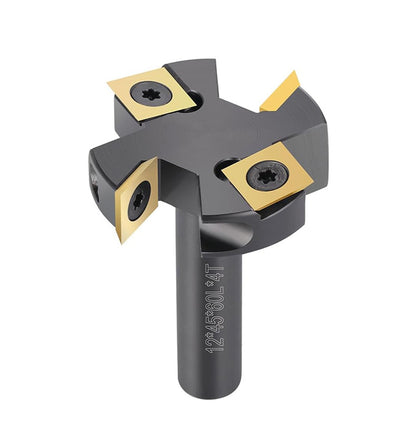 12mm Shank Anti Vibration 2+2 Carbide Insert Wood Router Bit with Removable Blade for Efficient Surfacing Slotting and Leveling