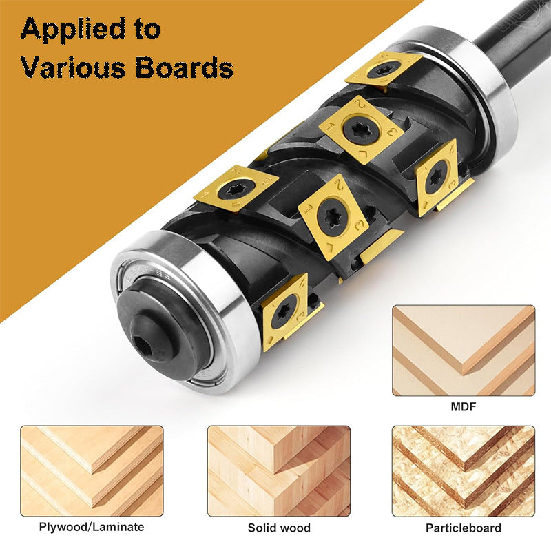 12mm Shank Heavy Duty Spiral Double Bearing Flush Trim Router Bit with TiN Carbide Inserts